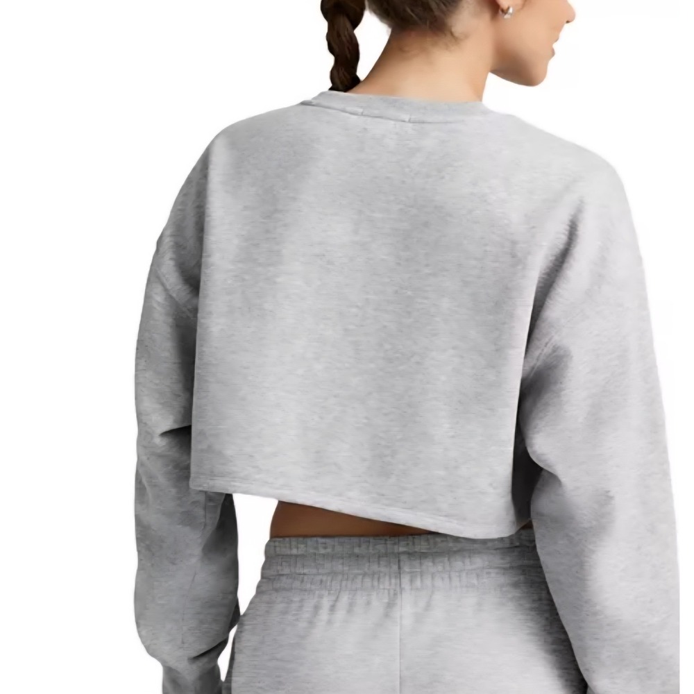 Beyond Yoga Luxe Fleece Cropped Sweatshirt Athleisure Loungewear Gray Women's M